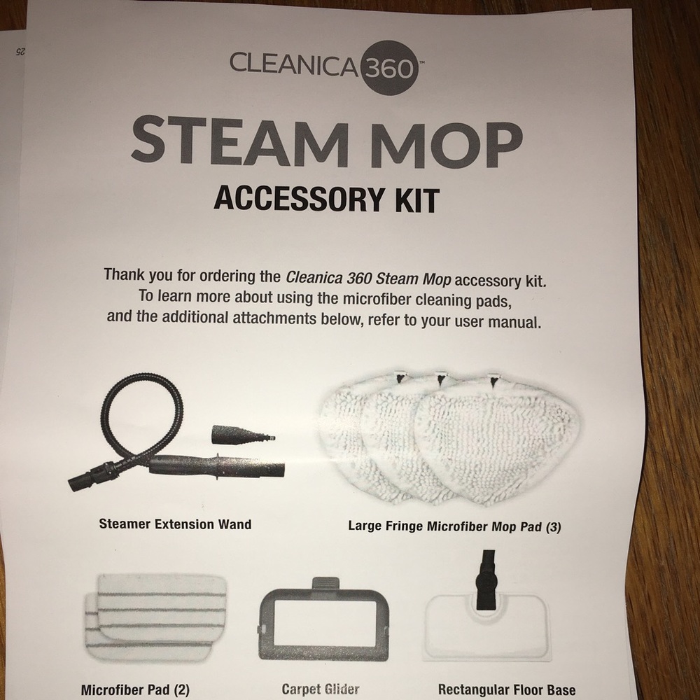 Cleanica 360 steam mop accessories kit!